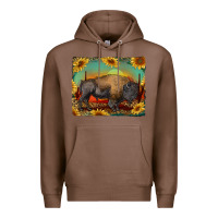 Chestnut western bison with sunset background Premium Hoodie - RanaPortraitStore