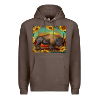 Coffee western bison with sunset background Premium Hoodie - RanaPortraitStore