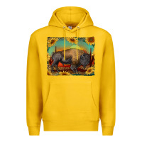 Lemon western bison with sunset background Premium Hoodie - RanaPortraitStore