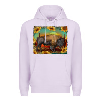 Lilac western bison with sunset background Premium Hoodie - RanaPortraitStore