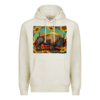 Oatmeal Heather western bison with sunset background Premium Hoodie - RanaPortraitStore