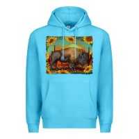 Ocean Blue western bison with sunset background Premium Hoodie - RanaPortraitStore