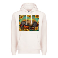 Pale Pink western bison with sunset background Premium Hoodie - RanaPortraitStore