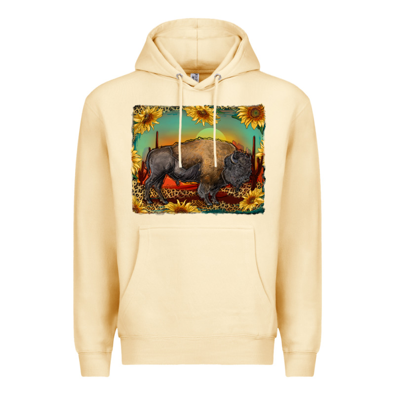 Western Bison With Sunset Background Premium Hoodie by RanaPortraitStore | Teevron