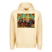 Pina Colada western bison with sunset background Premium Hoodie - RanaPortraitStore