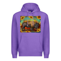Purple western bison with sunset background Premium Hoodie - RanaPortraitStore