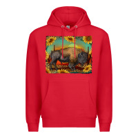 Red western bison with sunset background Premium Hoodie - RanaPortraitStore