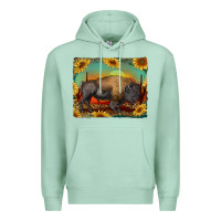 Seafoam western bison with sunset background Premium Hoodie - RanaPortraitStore