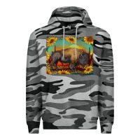Slate Camo western bison with sunset background Premium Hoodie - RanaPortraitStore
