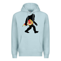 Blue Mist bigfoot carrying pizza Premium Hoodie - artisFamous