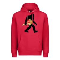 Cardinal bigfoot carrying pizza Premium Hoodie - artisFamous