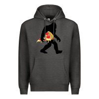 Charcoal Heather bigfoot carrying pizza Premium Hoodie - artisFamous