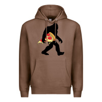 Chestnut bigfoot carrying pizza Premium Hoodie - artisFamous