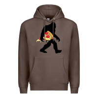 Coffee bigfoot carrying pizza Premium Hoodie - artisFamous