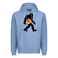 Colony Blue bigfoot carrying pizza Premium Hoodie - artisFamous