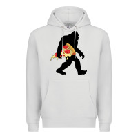 Dove Grey bigfoot carrying pizza Premium Hoodie - artisFamous