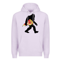 Lilac bigfoot carrying pizza Premium Hoodie - artisFamous
