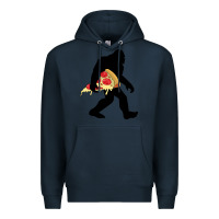 Navy bigfoot carrying pizza Premium Hoodie - artisFamous