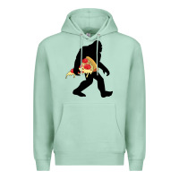 Seafoam bigfoot carrying pizza Premium Hoodie - artisFamous