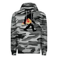 Slate Camo bigfoot carrying pizza Premium Hoodie - artisFamous