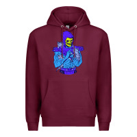 Burgundy skeletor's cat premium scoop csic las Premium Hoodie - artisFamous