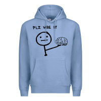Colony Blue Plz Use It Text Graphic Premium Hoodie - artisFamous