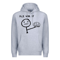 Heather Grey Plz Use It Text Graphic Premium Hoodie - artisFamous
