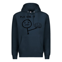 Navy Plz Use It Text Graphic Premium Hoodie - artisFamous