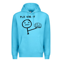 Ocean Blue Plz Use It Text Graphic Premium Hoodie - artisFamous