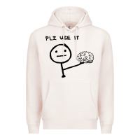 Pale Pink Plz Use It Text Graphic Premium Hoodie - artisFamous