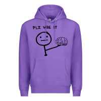 Purple Plz Use It Text Graphic Premium Hoodie - artisFamous