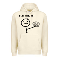 Sandshell Plz Use It Text Graphic Premium Hoodie - artisFamous