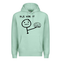 Seafoam Plz Use It Text Graphic Premium Hoodie - artisFamous