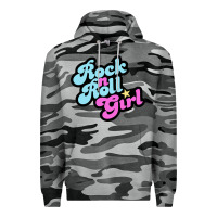 Slate Camo rock n roll girl Premium Hoodie - artisFamous