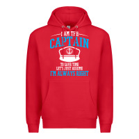 Red captain funny boating sailing Premium Hoodie - artisFamous