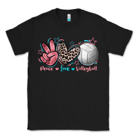Black Peace Love Volleyball Classic Tee - FaDigitalArtStudio