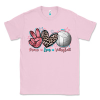 Bubblegum Pink Peace Love Volleyball Classic Tee - FaDigitalArtStudio