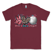 Burgundy Peace Love Volleyball Classic Tee - FaDigitalArtStudio