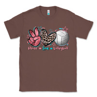 Chestnut Peace Love Volleyball Classic Tee - FaDigitalArtStudio