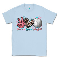 Dusty Blue Peace Love Volleyball Classic Tee - FaDigitalArtStudio
