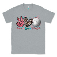 Heather Grey Peace Love Volleyball Classic Tee - FaDigitalArtStudio