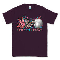 Plum Peace Love Volleyball Classic Tee - FaDigitalArtStudio