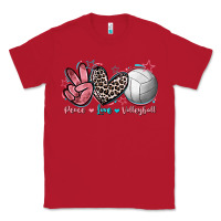 Red Peace Love Volleyball Classic Tee - FaDigitalArtStudio
