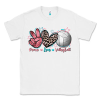 White Peace Love Volleyball Classic Tee - FaDigitalArtStudio