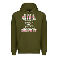 Army Green mustang i m a girl who drives a mustang Premium Hoodie - artisFamous