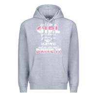 Heather Grey mustang i m a girl who drives a mustang Premium Hoodie - artisFamous