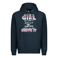 Navy mustang i m a girl who drives a mustang Premium Hoodie - artisFamous