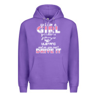Purple mustang i m a girl who drives a mustang Premium Hoodie - artisFamous