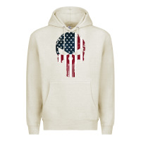 Oatmeal Heather the punisher american flag Premium Hoodie - artisFamous