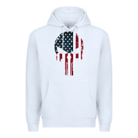 White the punisher american flag Premium Hoodie - artisFamous